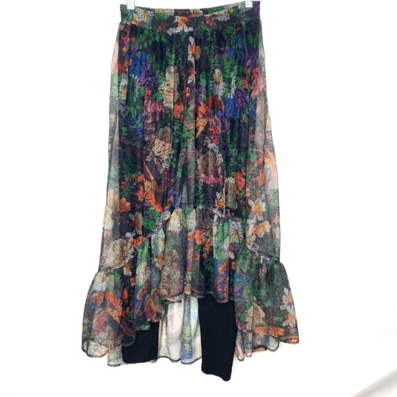 Anthropologie Maeve Meena Floral Skirted Leggings | Size XS Whimsigoth Skirt - Picture 2 of 10